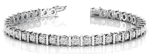 White gold Round Diamond Channel Set Tennis Bracelet with Prong Setting