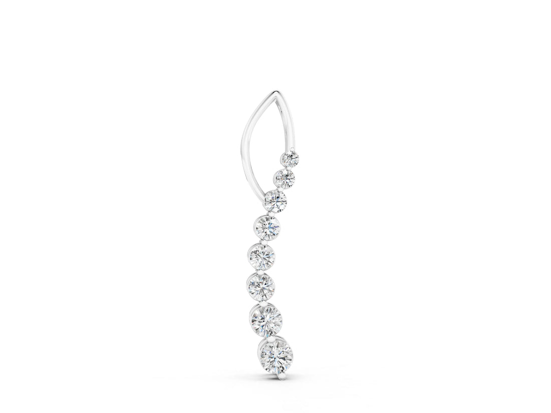 White gold Round Diamond Channel Set Vertical Bar Pendant_2