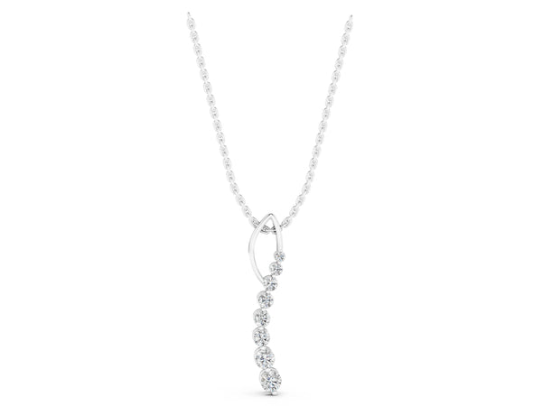 Silver Round Diamond Channel Set Vertical Bar Pendant