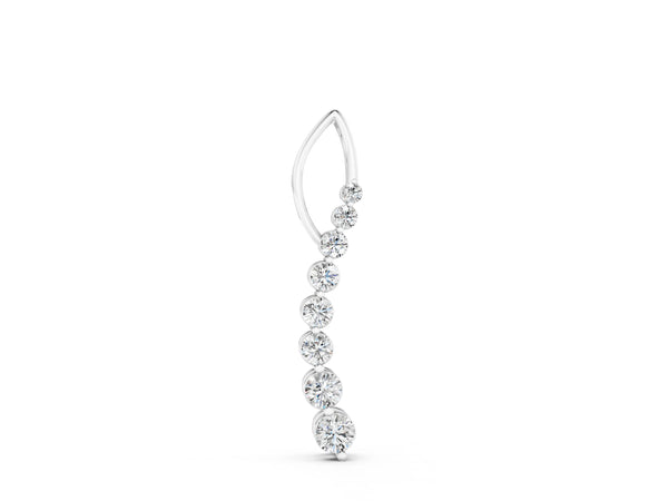 White gold Round Diamond Channel Set Vertical Bar Pendant