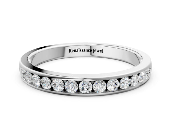 White gold Round Diamond Channel Set White Gold Band
