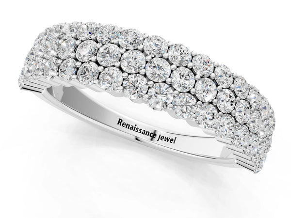 White gold Round Diamond Checkerboard Pavé Promise Ring with Round Diamond Accents