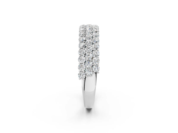 Platinum Round Diamond Checkerboard Pavé Promise Ring with Round Diamond Accents