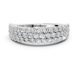 White gold Round Diamond Checkerboard Pavé Promise Ring with Round Diamond Accents