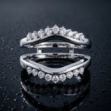 White gold Round Diamond Chevron Contour Band with Prong Setting_49