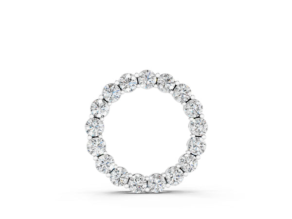 Silver Round Diamond Circle Pendant with Prong Setting