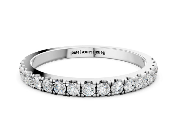 Platinum Round Diamond Classic Half Eternity Band with Shared Prong Setting