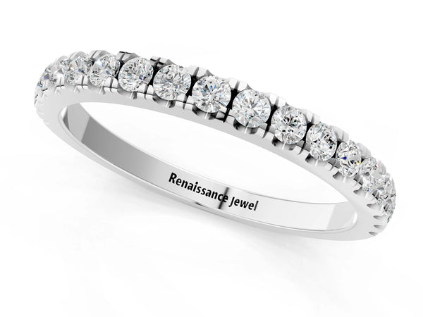 Platinum Round Diamond Classic Half Eternity Band with Shared Prong Setting