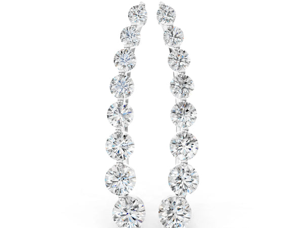 White gold Round Diamond Climber Earrings with Prong Setting on Curved Band