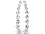 14K White Gold 2.23 Carat E VS Round Diamond Climber Earrings with Prong Setting on Curved Band