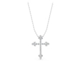 White gold Round Diamond Cluster Cross Pendant with Prong Setting_33