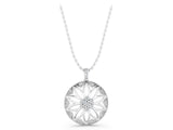 White gold Round Diamond Cluster Flower Pendant_5