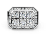 White gold Round Diamond Cluster Halo Mens Ring