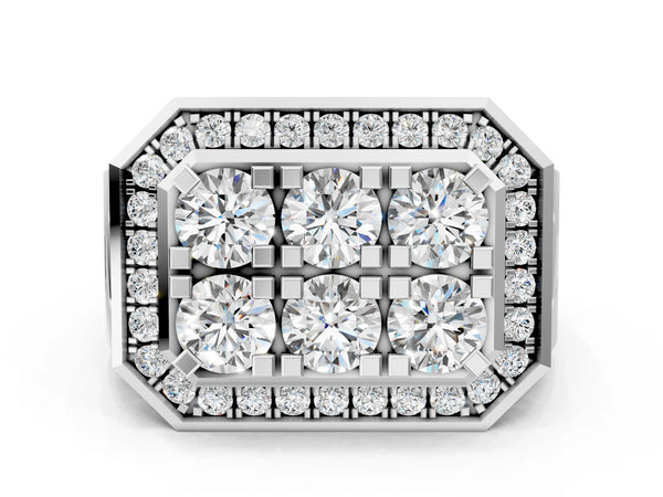 White gold Round Diamond Cluster Halo Mens Ring