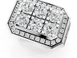 White gold Round Diamond Cluster Halo Mens Ring_1