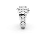 White gold Round Diamond Cluster Halo Mens Ring_2