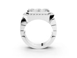 White gold Round Diamond Cluster Halo Mens Ring_3