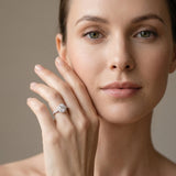 White gold Round Diamond Cluster Halo Ring with Pavé Band_7