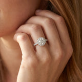 White gold Round Diamond Cluster Halo Ring with Pavé Band_8