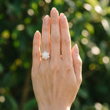 White gold Round Diamond Cluster Halo Ring with Solitaire Band and Four-Prong Setting_12