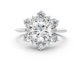 White gold Round Diamond Cluster Halo Ring with Solitaire Band and Four-Prong Setting_38