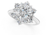 White gold Round Diamond Cluster Halo Ring with Solitaire Band and Four-Prong Setting_39
