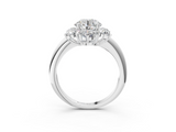 White gold Round Diamond Cluster Halo Ring with Solitaire Band and Four-Prong Setting_40
