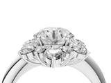 White gold Round Diamond Cluster Halo Ring with Solitaire Band and Four-Prong Setting_41