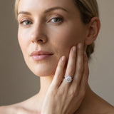 White gold Round Diamond Cluster Halo Solitaire with Four-Prong Setting_13