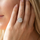 White gold Round Diamond Cluster Halo Solitaire with Four-Prong Setting_14