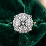 White gold Round Diamond Cluster Halo Solitaire with Four-Prong Setting_15