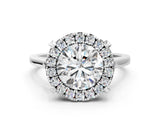 White gold Round Diamond Cluster Halo Solitaire with Four-Prong Setting_95