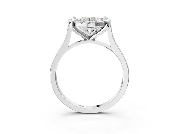 White gold Round Diamond Cluster Halo Solitaire with Four-Prong Setting