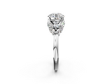White gold Round Diamond Cluster Leaf Design Ring with Prong Setting_89