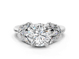 White gold Round Diamond Cluster Leaf Design Ring with Prong Setting_90