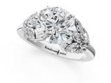 White gold Round Diamond Cluster Leaf Design Ring with Prong Setting_91