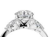 White gold Round Diamond Cluster Leaf Design Ring with Prong Setting_94