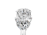 White gold Round Diamond Cluster Leaf Design Ring with Prong Setting_95