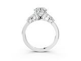 White gold Round Diamond Cluster Leaf Design Ring with Prong Setting_95