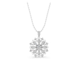 White gold Round Diamond Cluster Milgrain Pendant_3