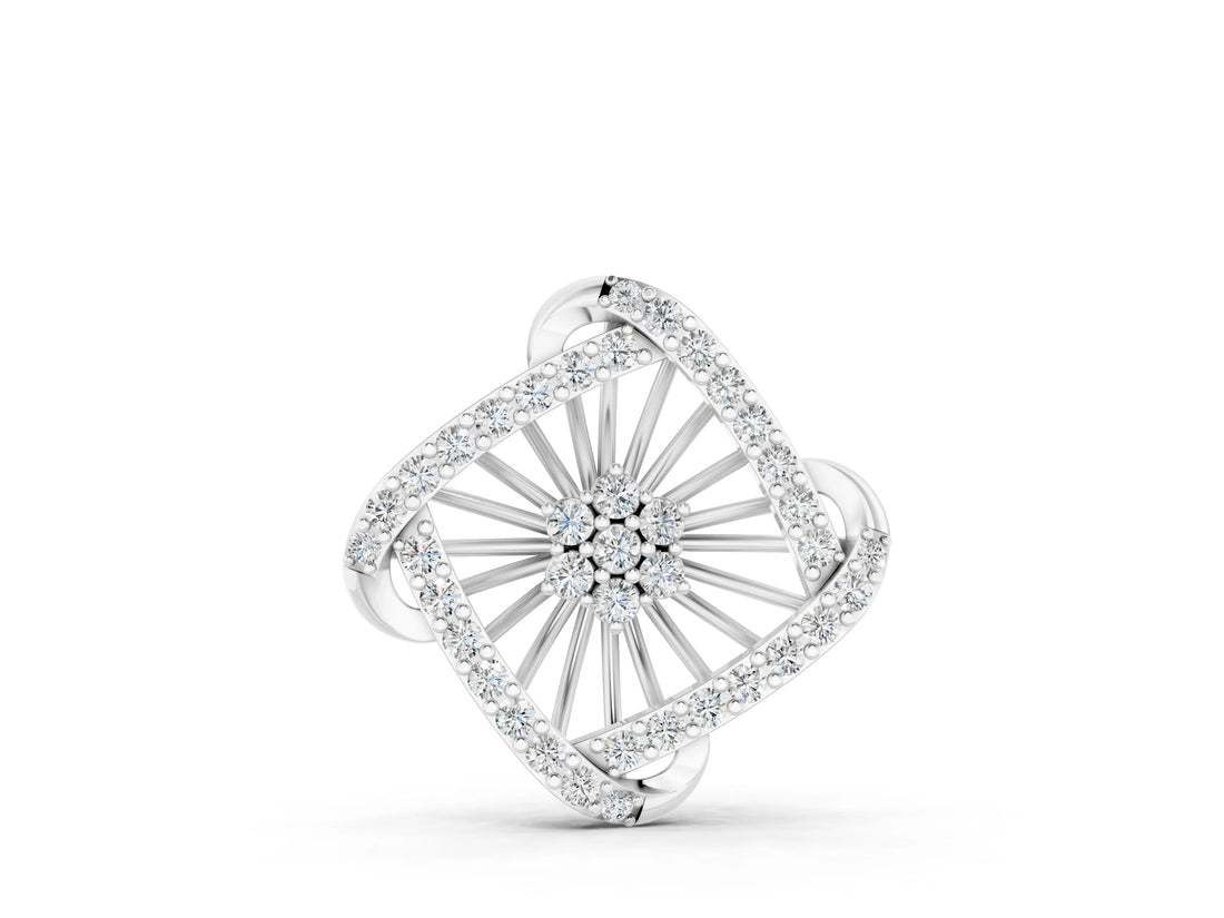 White gold Round Diamond Cluster Pendant with Prong Setting_2