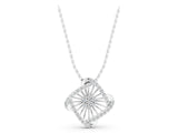 White gold Round Diamond Cluster Pendant with Prong Setting_3