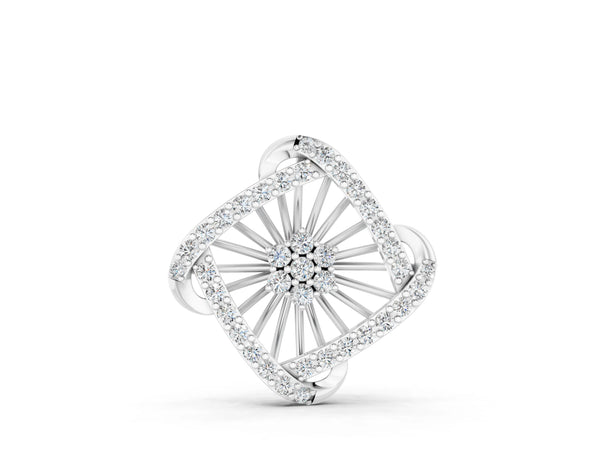 White gold Round Diamond Cluster Pendant with Prong Setting