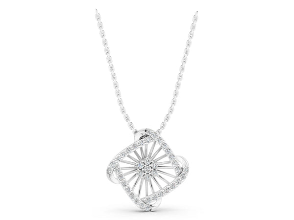 White gold Round Diamond Cluster Pendant with Prong Setting