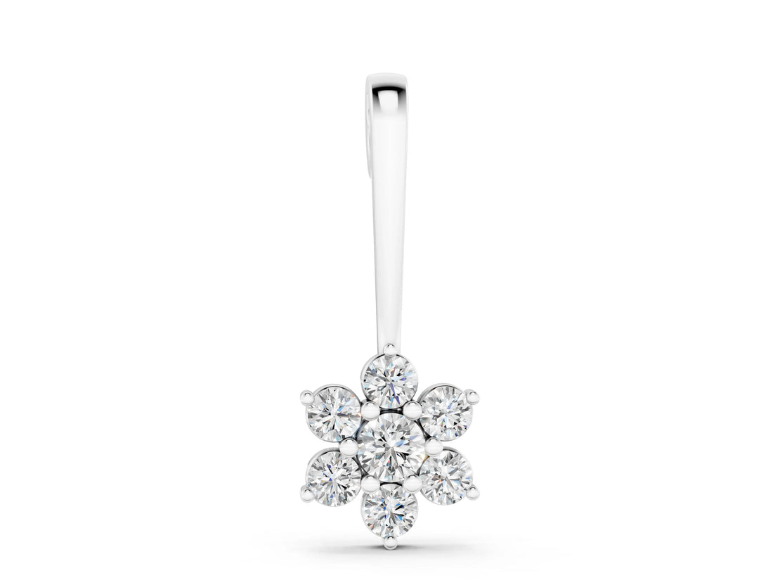 White gold Round Diamond Cluster Pendant with Six-Prong Setting_6