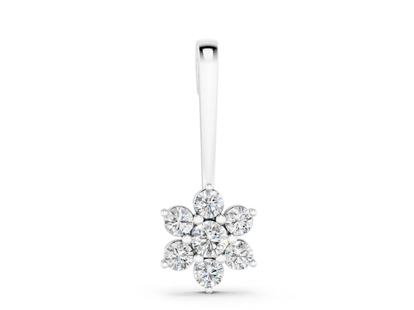 White gold Round Diamond Cluster Pendant with Six-Prong Setting