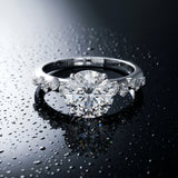 White gold Round Diamond Cluster Prong-Set Solitaire Ring_15
