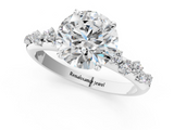 White gold Round Diamond Cluster Prong-Set Solitaire Ring_62