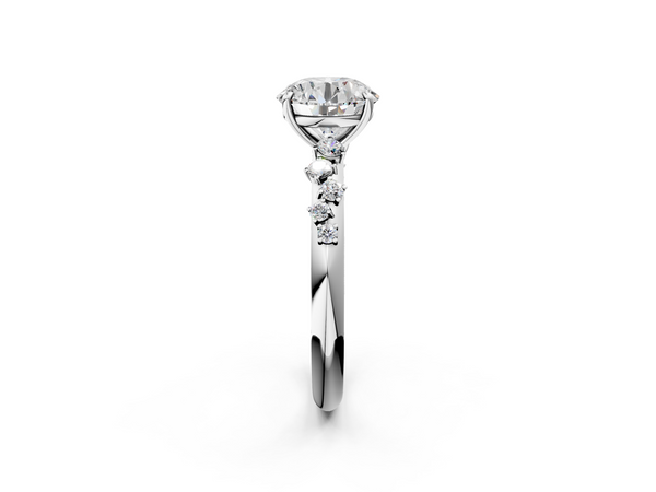 White gold Round Diamond Cluster Prong-Set Solitaire Ring