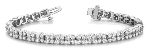 White gold Round Diamond Cluster Tennis Bracelet with Box Clasp and Four-Prong Setting